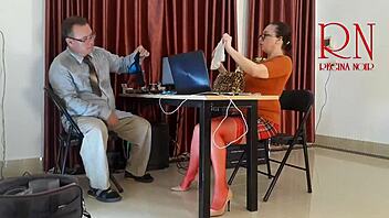 monday office tease, no panties, licking and sucking with boss