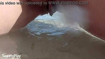 my shaved pussy dripping while peeing on public beach