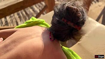 Public beach encounter with a depraved whore for rough sex