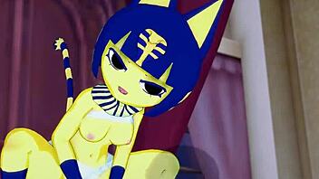 Ankha rides a nice cock in the bedroom?