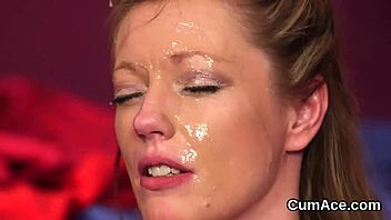 Unusual Hottie Gulps Cum Shot On Face