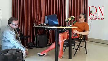 monday office tease, no panties, licking and sucking with boss