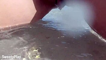 my shaved pussy dripping while peeing on public beach