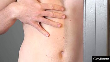 twink prying tight ass with cock in shower?