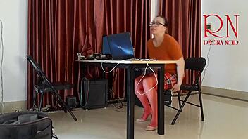 monday office tease, no panties, licking and sucking with boss