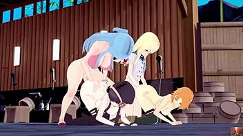 3D animated cosplay orgy with old and young couples