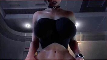 A woman endures strong thrusts in this 3d animated scene.