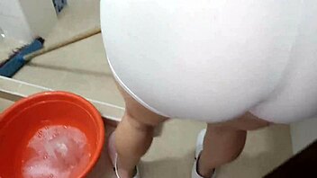 i hired a latina milf who cleans the bathroom, sucks dick, and licks balls, she's a pro