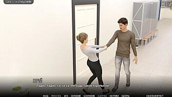 horny blonde teen 18+ slut fingering at university in gameplay part 8.