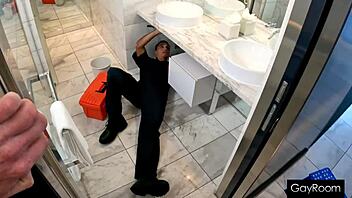 plumber stud drills brody's tight hole with his hard tool.