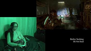 Playing naked deadspace part 9 with my big natural tits out.