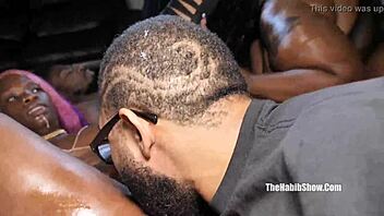 Black cock and reality star in gangbang action