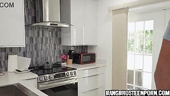 She’s dying to suck her stepdad’s massive black cock