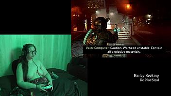 Playing naked deadspace part 9 with my big natural tits out.