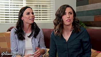 Girlsway Besties Aidra Fox and Casey Calvert Explore Lesbian Fun with Angela White.