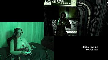 Playing naked deadspace part 9 with my big natural tits out.