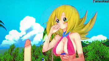 Dark Magician Girl in hardcore Yu-Gi-Oh! fantasy cartoon