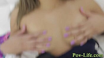 Hey, watch this teen 18+ take spunk in her mouth POV