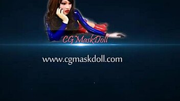 Doll bound in latex masked and controlled with condom