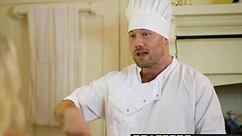 Is the caterer seducing the wife in this scene?