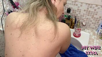 I let my husband fuck my big ass, then played with his cum in my mouth.