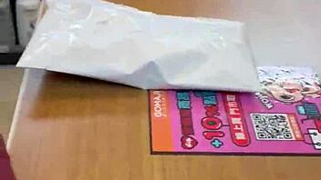 Asian ladyboy shows new thong in convenience store