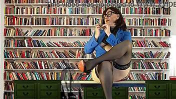 Solo Librarian Strips Down in Tight Lingerie