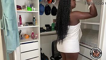 Stayed in towel until roommate found me naked in closet!