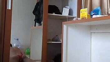 Sexy Gay Wearing Red Cd And Mask Play Anal