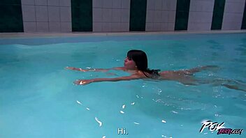 povbitch delivers sensual poolside fuck with sexy brunette in steamy action