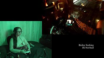 Playing naked deadspace part 9 with my big natural tits out.