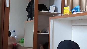 Sexy Gay Wearing Red Cd And Mask Play Anal