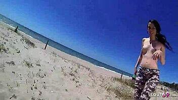 Dünne Teen 18+ Tania aufgelesen für öffentlichen Strand-Arschfick