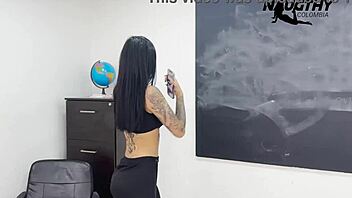 Hey, gorgeous teacher, filming a naughty video in class?