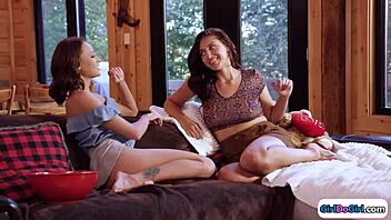 Lesbian Gf Sucks Straight Chick's Tattooed Pussy