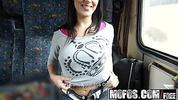 Public train sex with crossdressing couple in steamy video