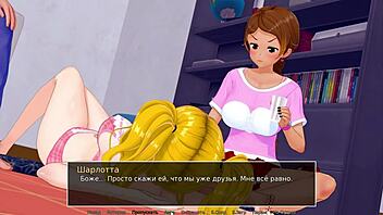 3D animated anime with big ass threesome action