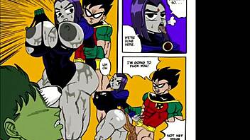 Cartoon porn with Teen Titans and big assed Raven