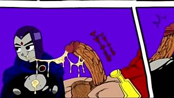 Cartoon porn with Teen Titans and big assed Raven