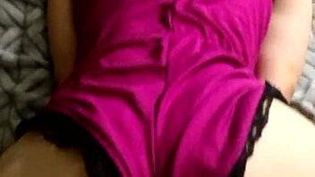 Emo brunette teen 18+ teases in lingerie then gives blowjob