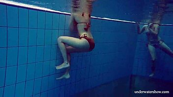 Marusia and Melisa Darkova Dive into Underwater Lesbian Fun. A Sexy Pool Adventure Awaits!