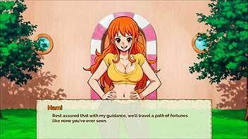 Sexy teens in 3D porn game, Nami's big tits shine