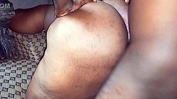 My wide black ass milf feels the big black cock deep inside. Emotions surge as she cums hard.