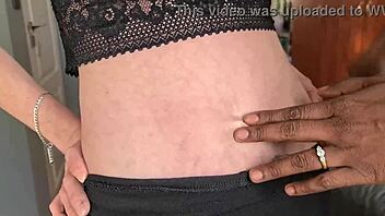 Close-up comparison of dark and white navels on milfs
