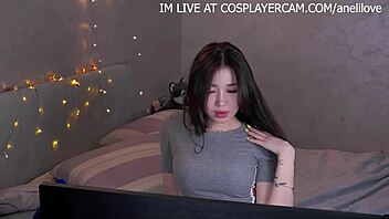 Real home video of a cosplay slut who watches too much porn