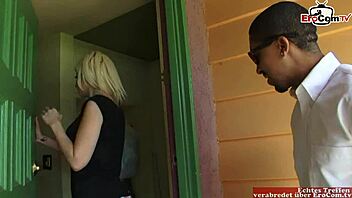 Blonde Girl With Small Tits Dislikes The Taste Of Cum In Interracial Scene