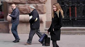 Malvina rips clothes in shopping striptease