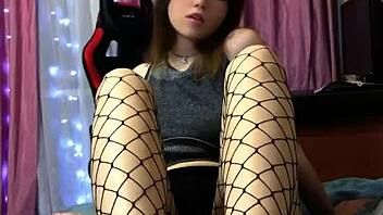 Cartoon princess in fishnets gives footjob