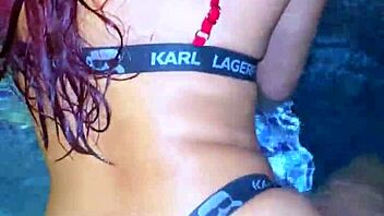 Skinny mexican teen rides cowgirl in pool family rapidito