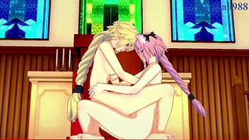 I-I watch Jeanne D'Arc and Tamamo no Mae fucking Astolfo's big cock!